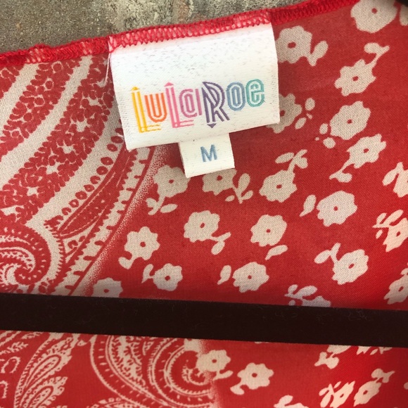 NWOT LuLaRoe Shirley M-Red and White Sheer Paisley - Picture 3 of 4